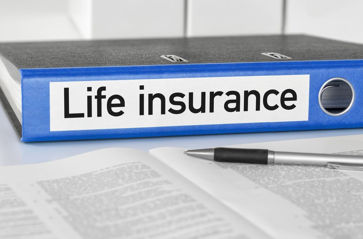 A blue folder with the label Life insurance